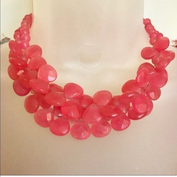 Genuine Real PiNK JADE Necklace 50+ Teardrops & Sterling EARRINGS Chic Luxury - Picture 8 of 9